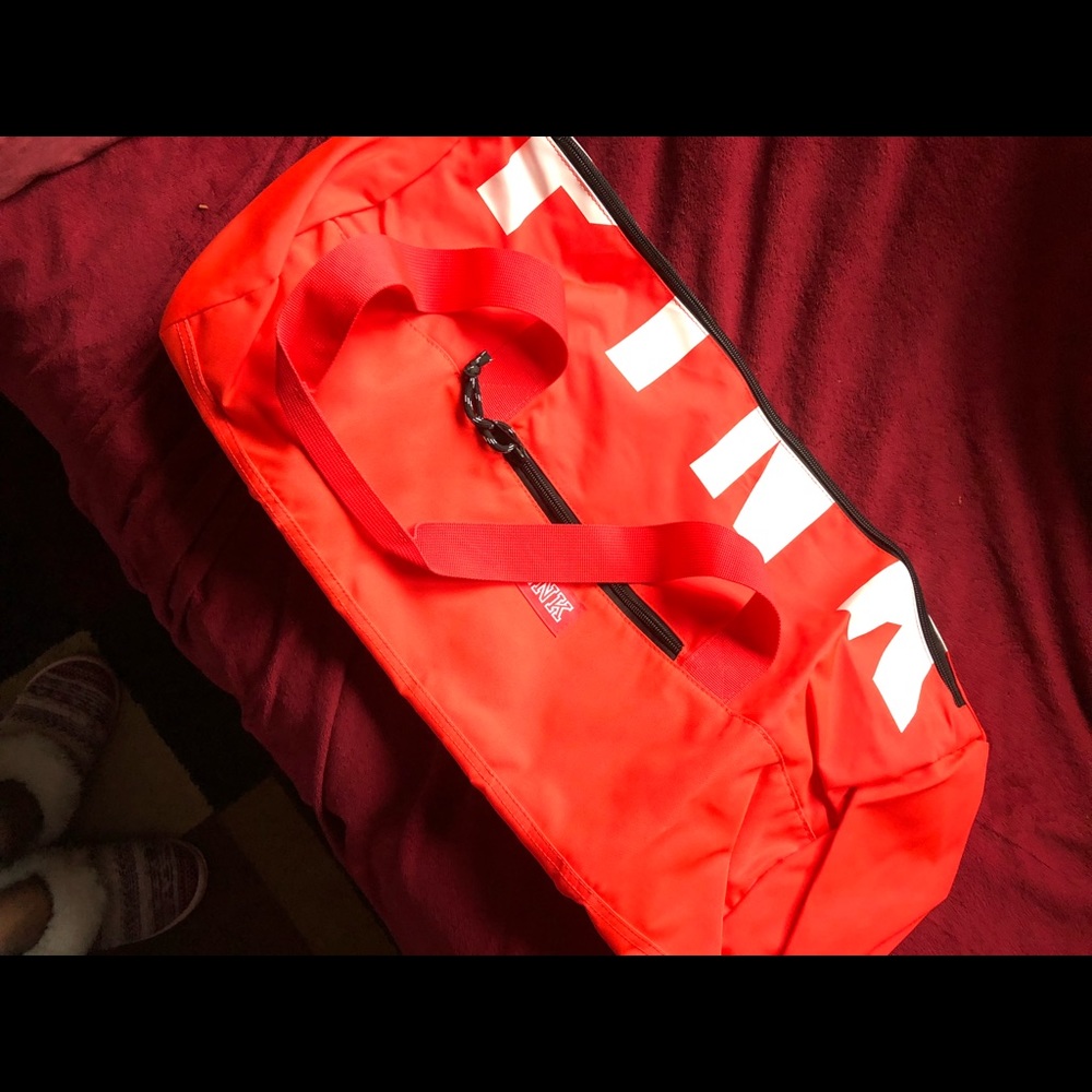 Pink duffle bag
